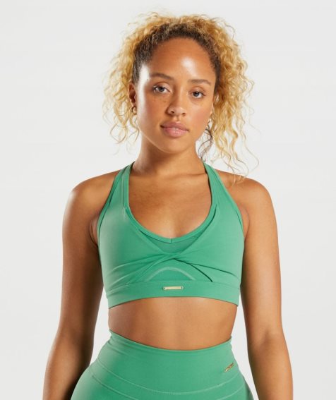 Women's Gymshark Whitney Mesh Sports Bra Green | NZ 4UOBTJ